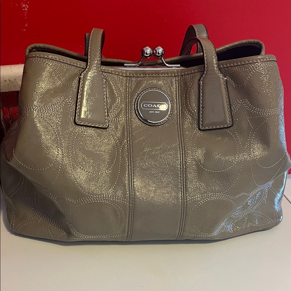 Coach Metallic Gray Shoulder Bag